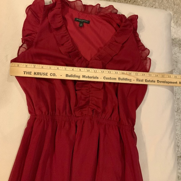 Banana Republic Maroon M Flutter Sleeve Dress Scandi Coastal Cottagecore - Picture 6 of 10